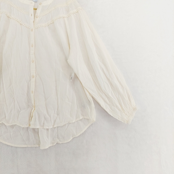 NEW Old Navy Off White Button Down Crew Neck Flare Summer Shirt P6037 - Picture 4 of 8